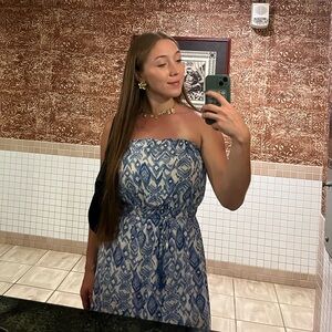 Blue Strapless Sun Dress